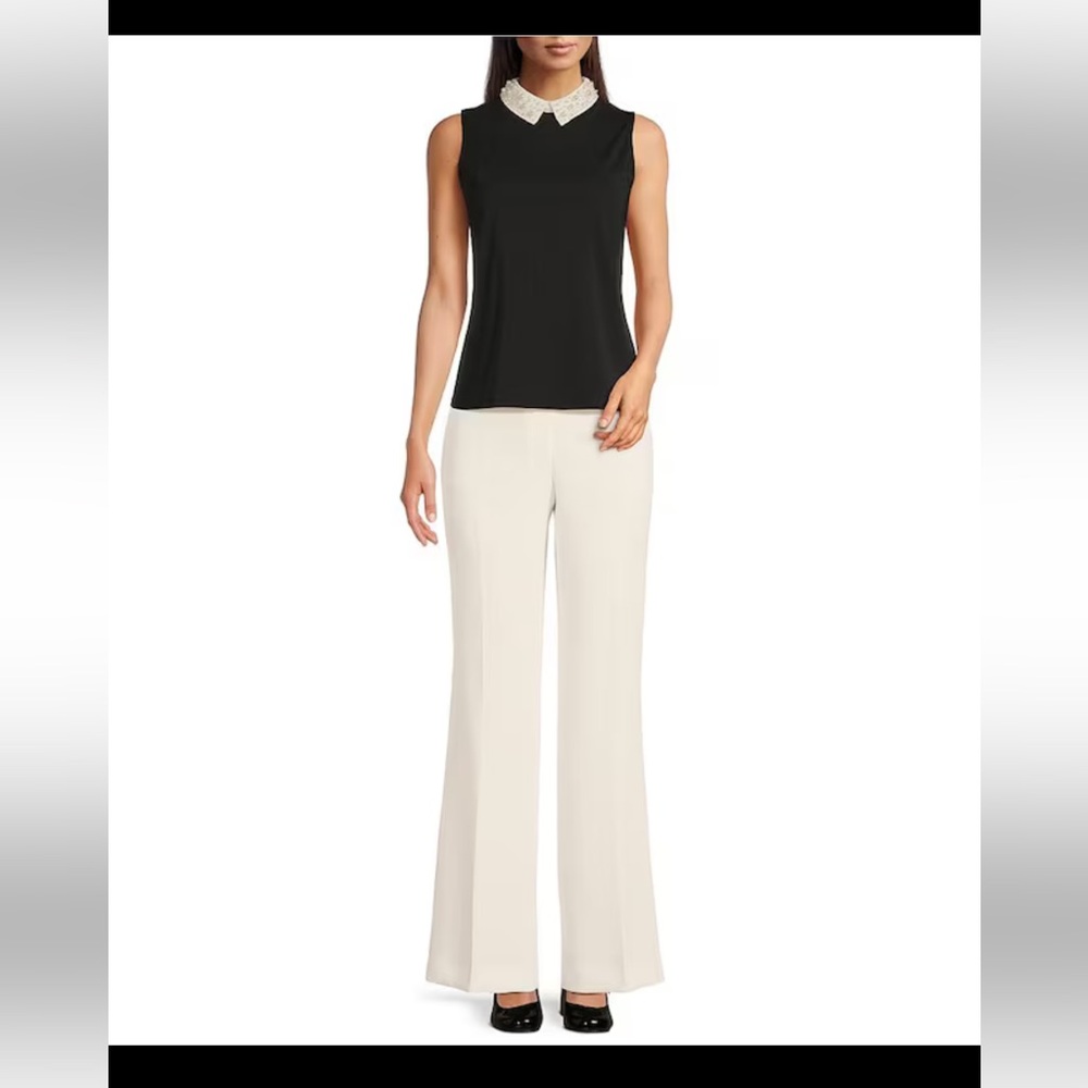 New KARL LAGERFELD PARIS  Pearl Collar Top Blouse - Picture 2 of 13